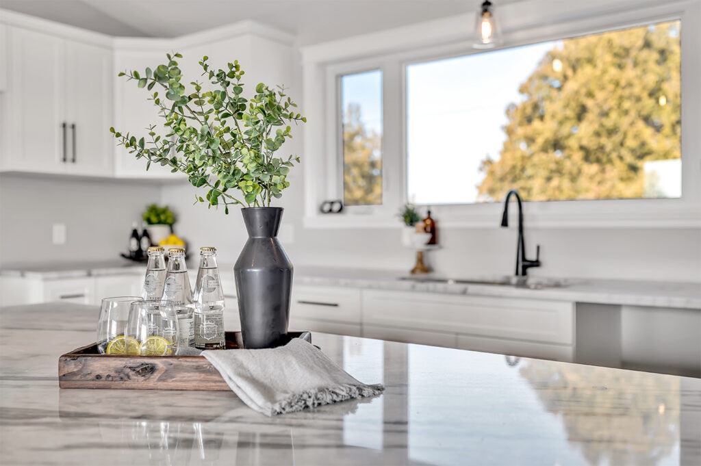 serving tray on counter with blurred background